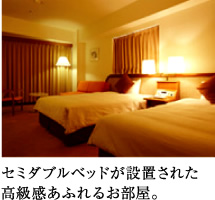 セミダブルベッドが設置された高級感あふれるお部屋。